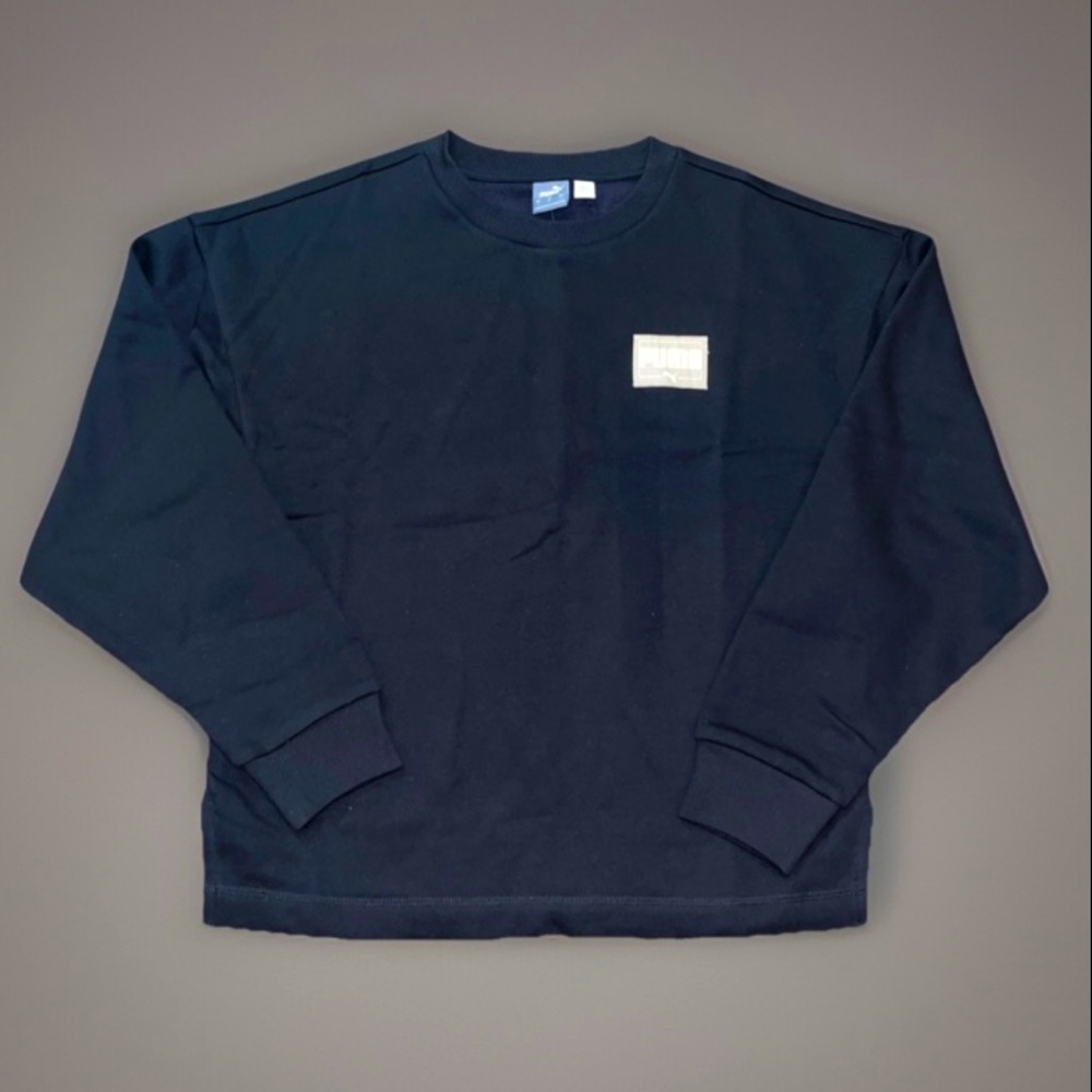 PUMA Badge Logo Fleece Sweatshirt Ribbed Crewneck Pullover Sz Small NWT